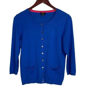 Talbots Petites Pima Cotton Blue Button Front Cardigan Size SP
